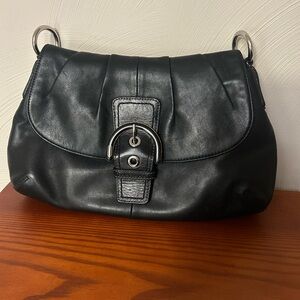 Y2K Coach F17217 Soho Leather Flap Bag Black